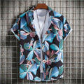 Men's Plus Size Printed Short Sleeve Button-Up Shirt