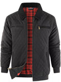 Men's Quilted Collared Neck Jacket with Plaid Lining