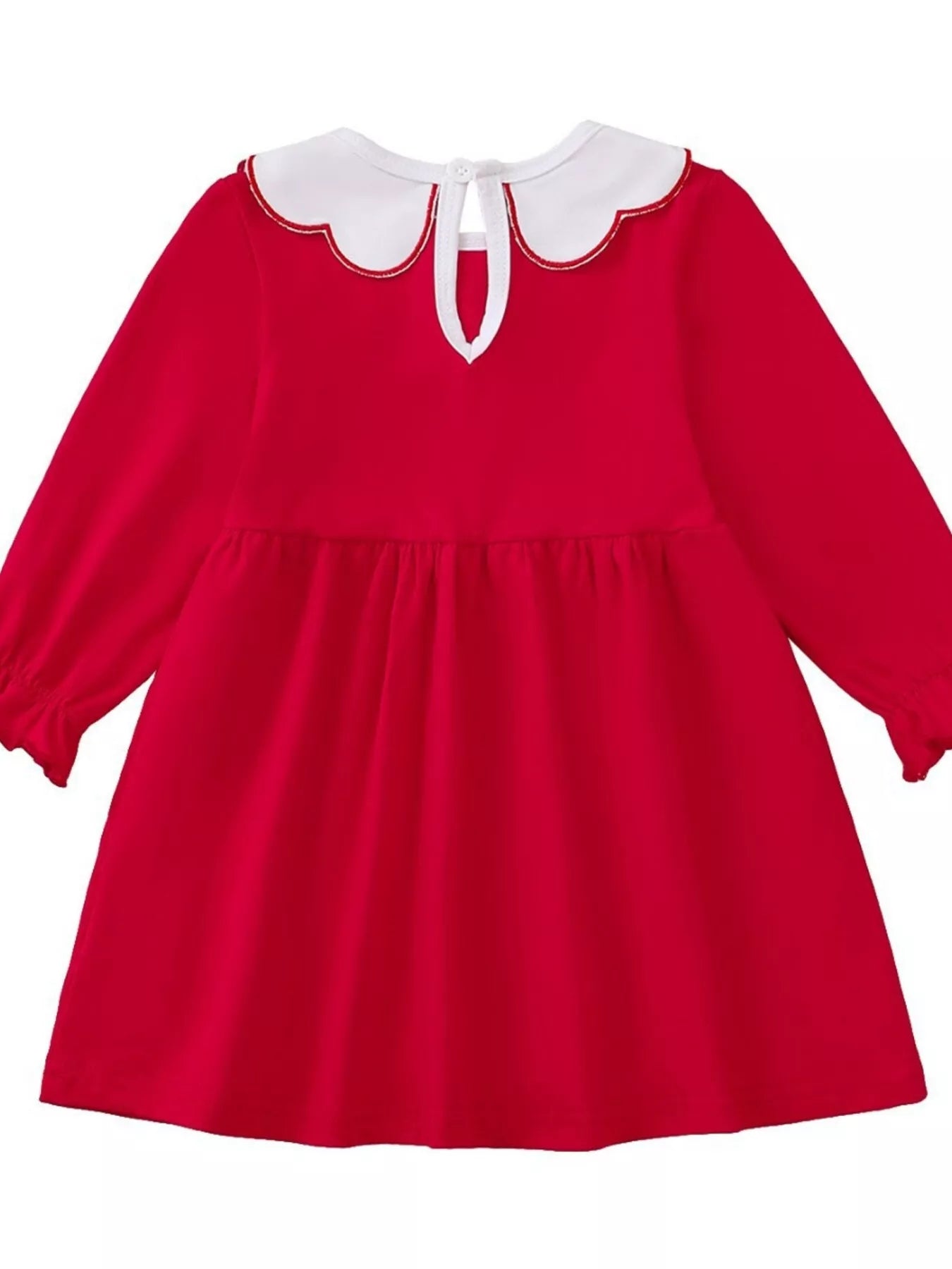 Children's Heart Embroidered Peter Pan Collar Long Sleeve Dress