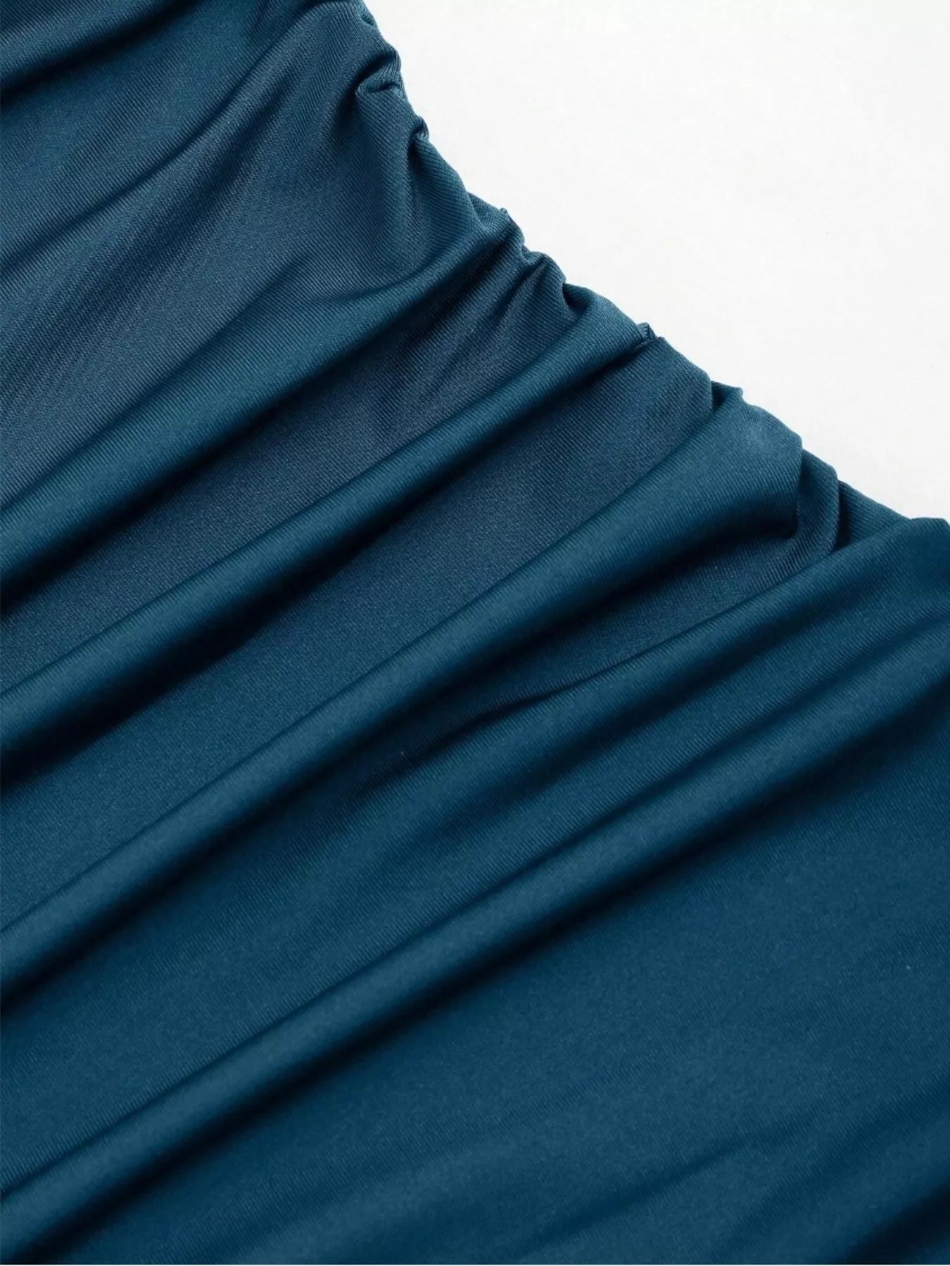 Lace Trim Ruched Mermaid Dress