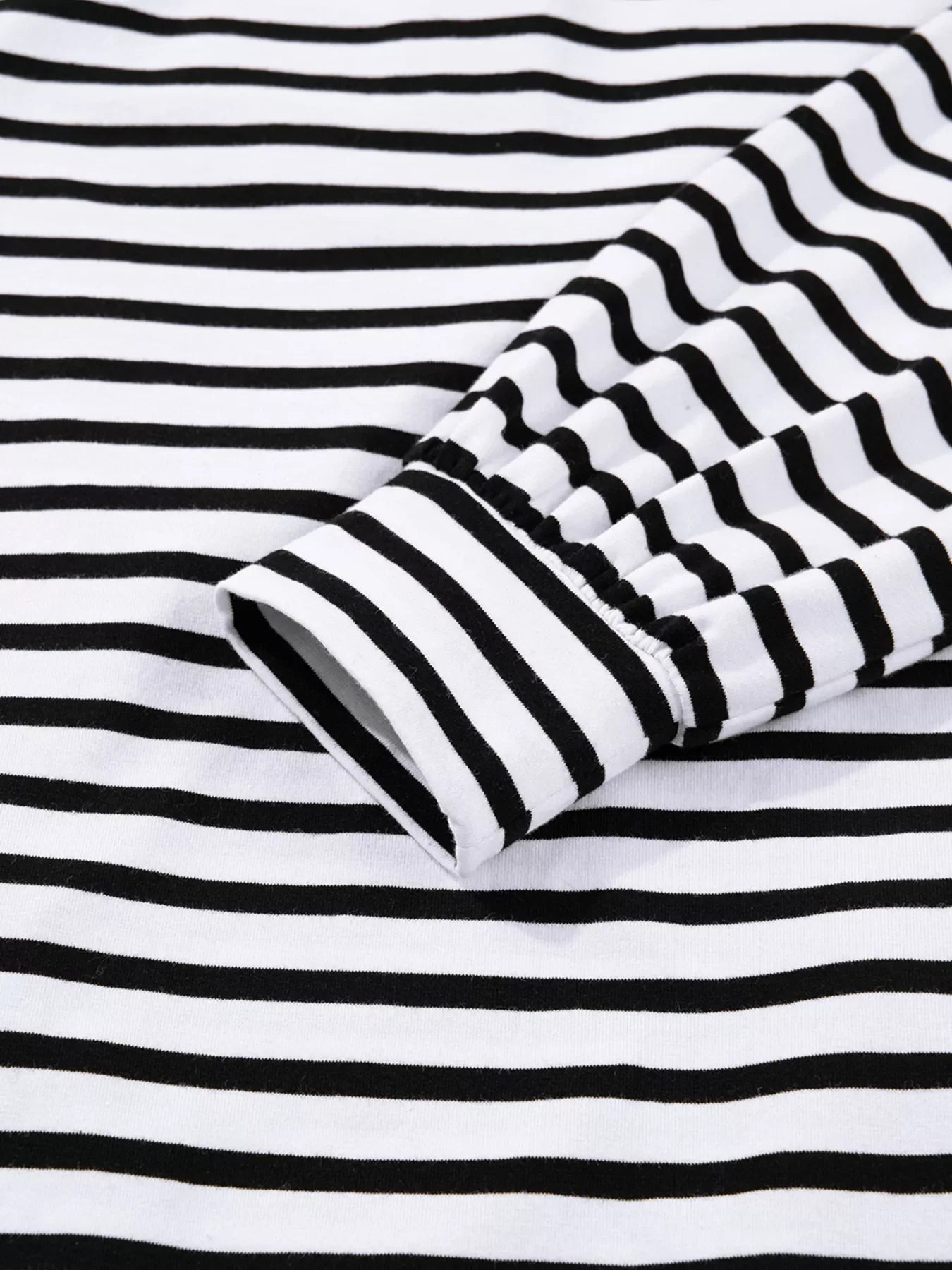 Stripe Buttoned Front Collared Long Sleeve T Shirt Dress with Pockets