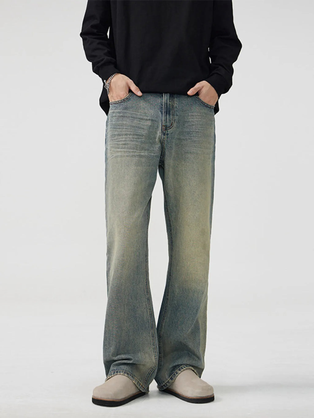 Men's Full Size Wash Wide Leg Bootcut Jeans Plus Size