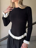 Ruffle Trim Long Sleeve Sweater