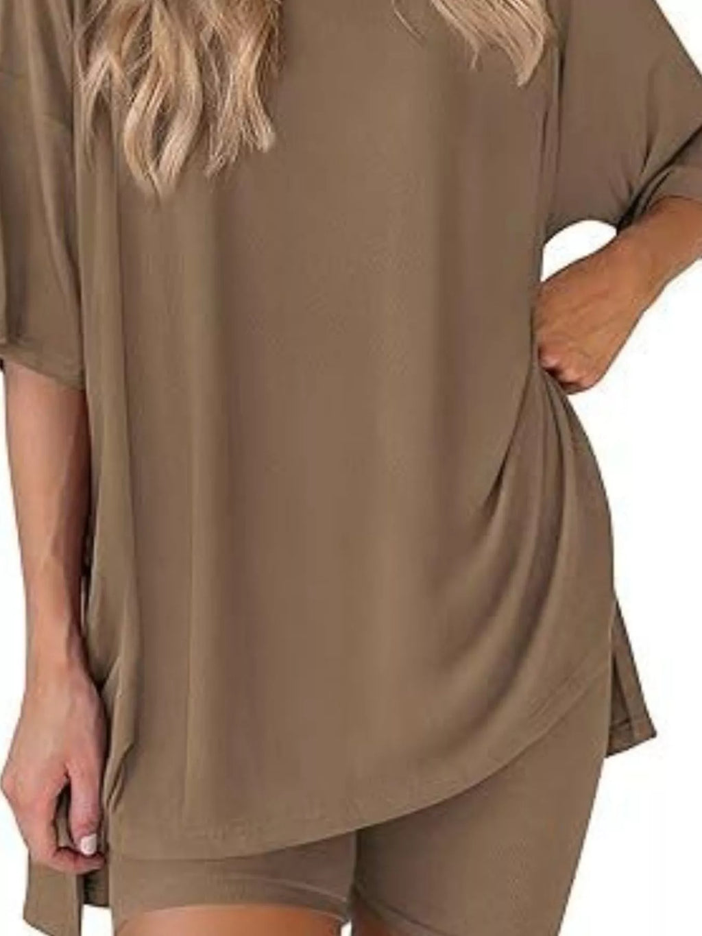 Full Size Half Sleeve T-Shirt and Shorts Set Plus Size