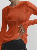 Ribbed Knit Long Sleeve Top