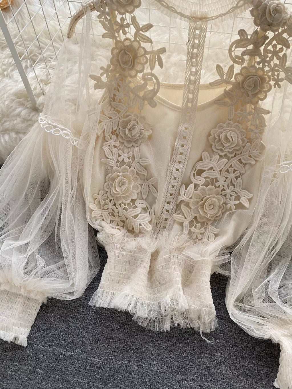 Floral Lace Blouse & Cami Set