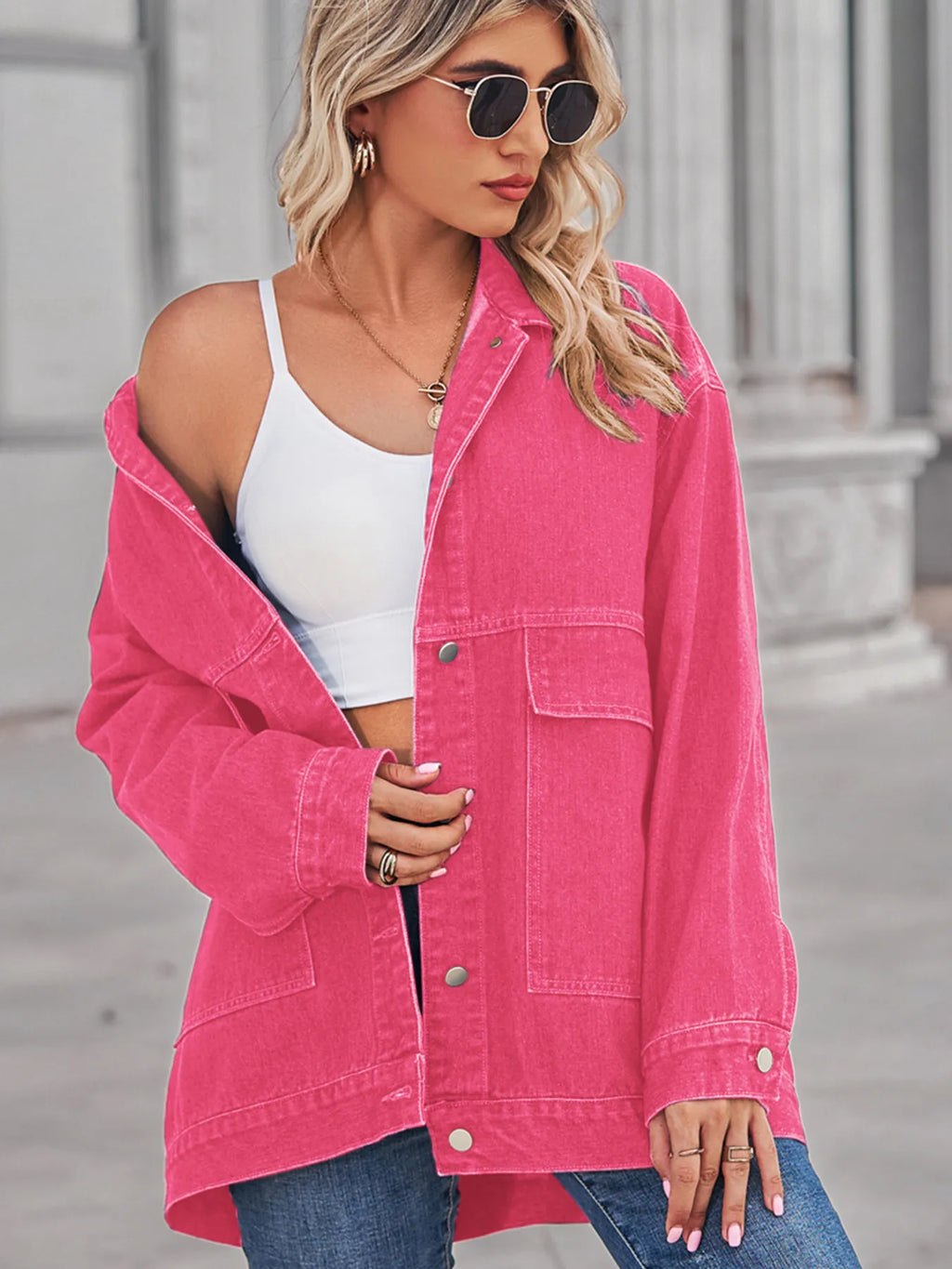 Button Up Long Sleeve Denim Jacket