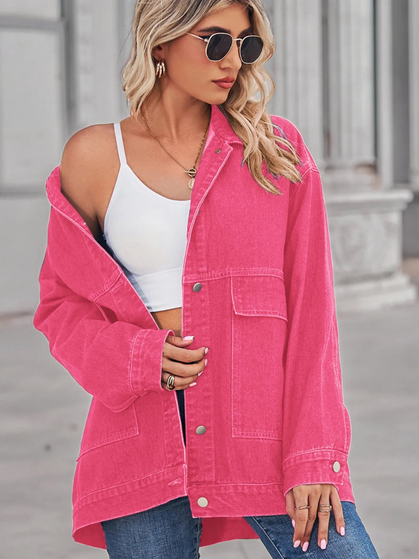 Button Up Long Sleeve Denim Jacket