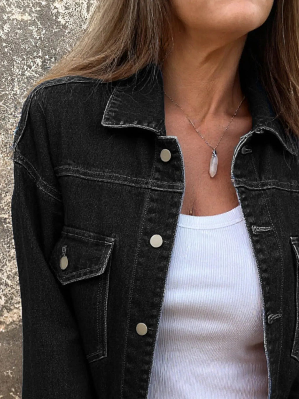 Button Up Long Sleeve Denim Jacket