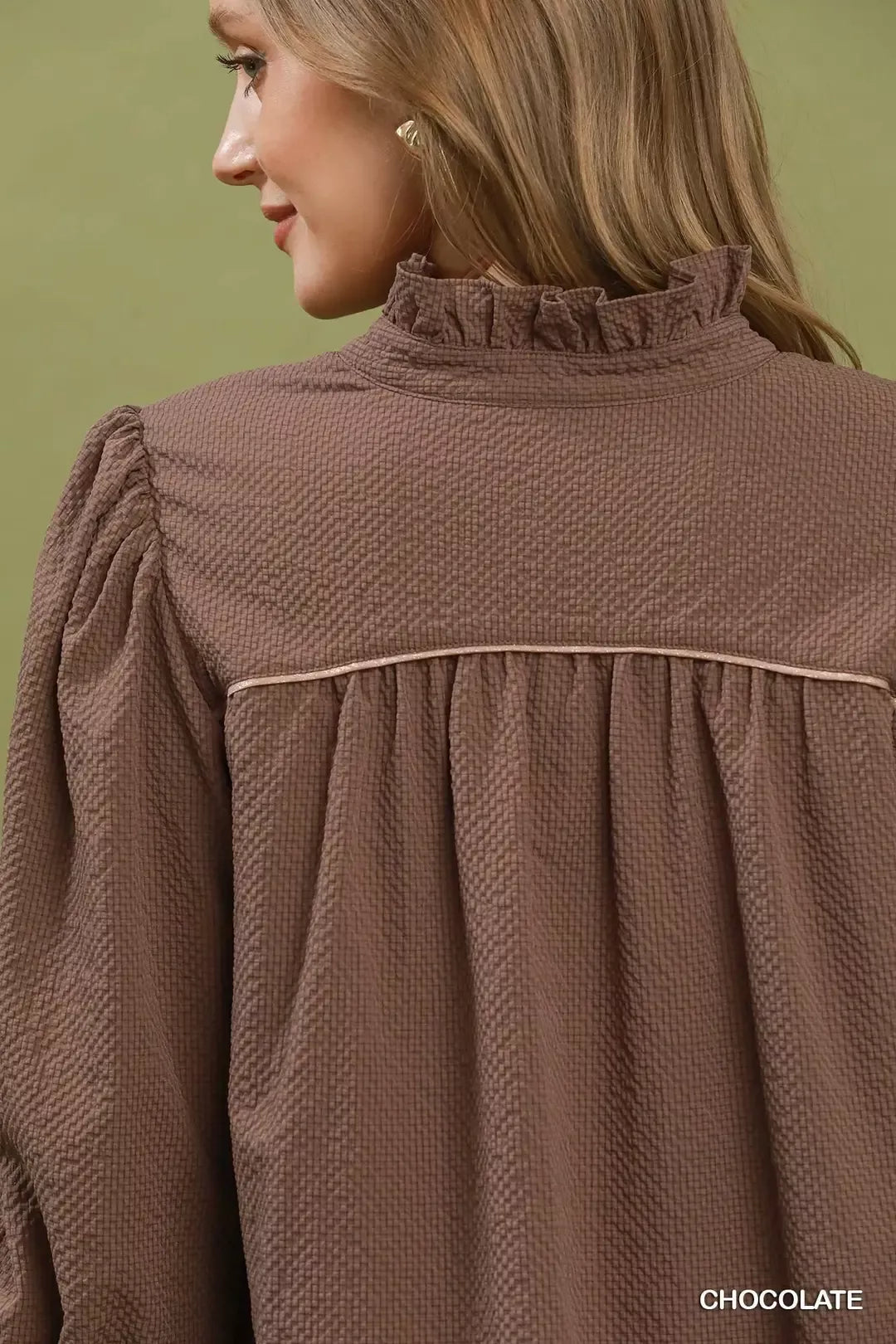 Umgee Textured Puff Sleeve Mini Dress