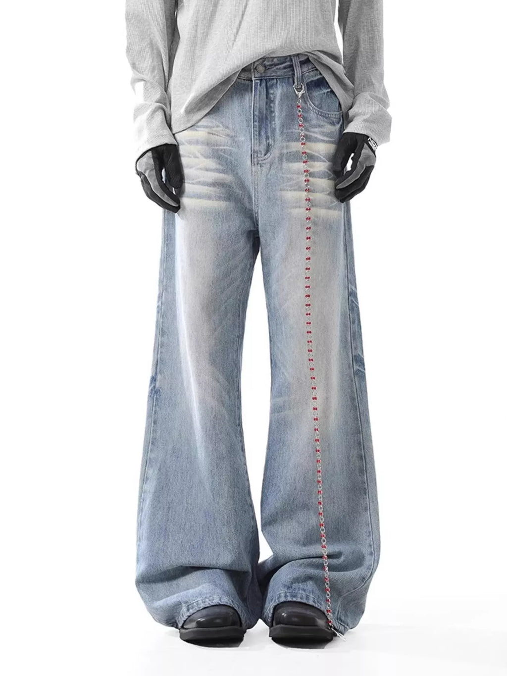 Men's Washed Wide Leg Jeans