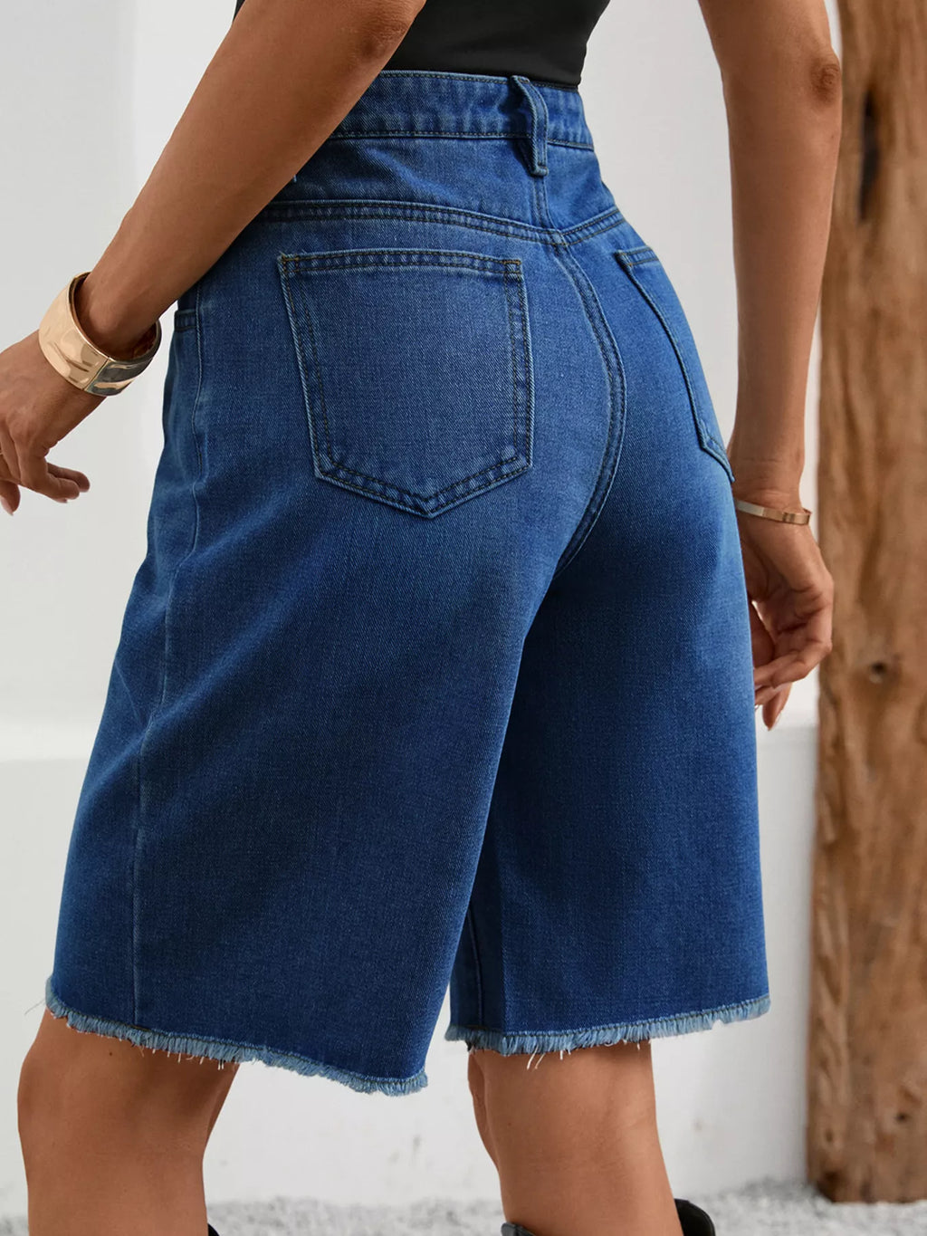 Ripped Frayed Hem Denim Shorts