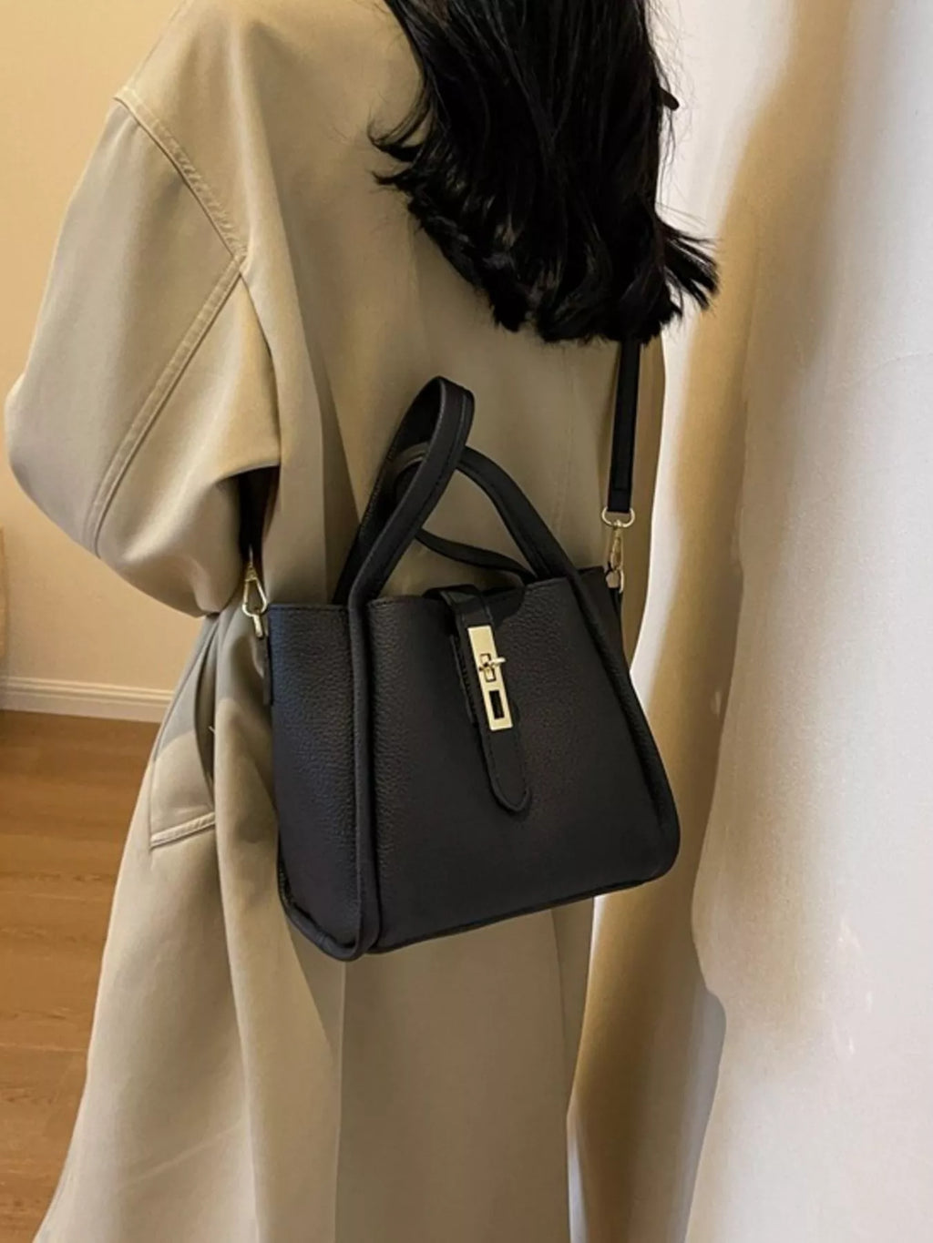 Leather Bucket Crossbody Bag