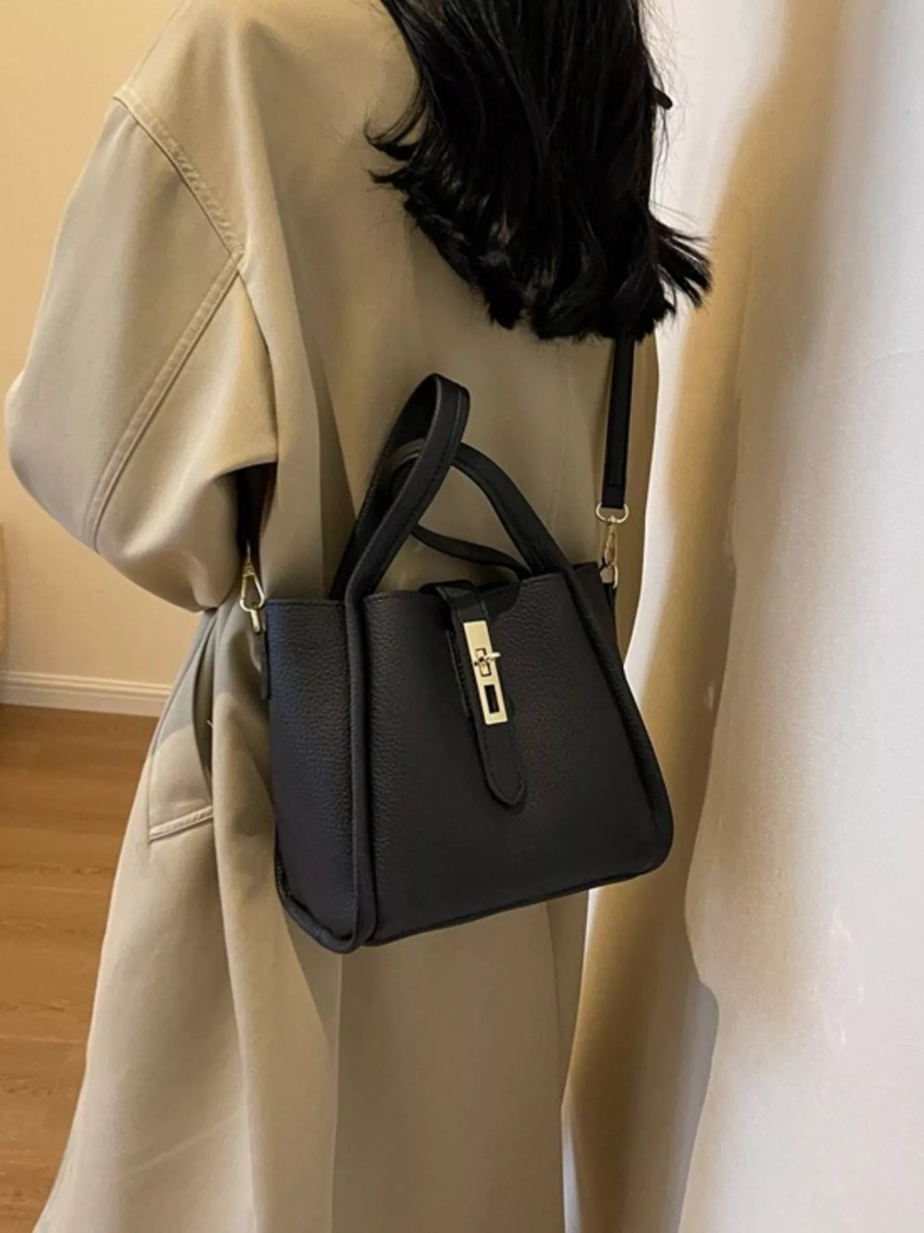 Leather Bucket Crossbody Bag