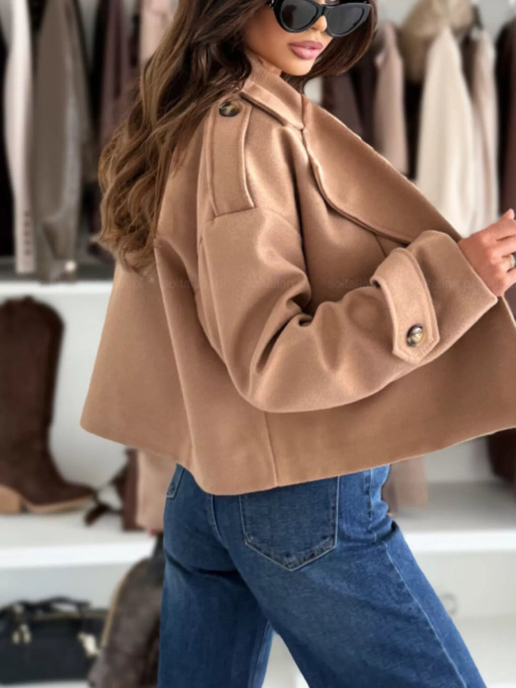 Double-Breasted Cropped Outerwear