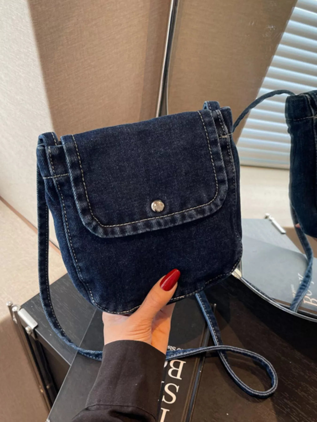 Denim Flap Crossbody Bag