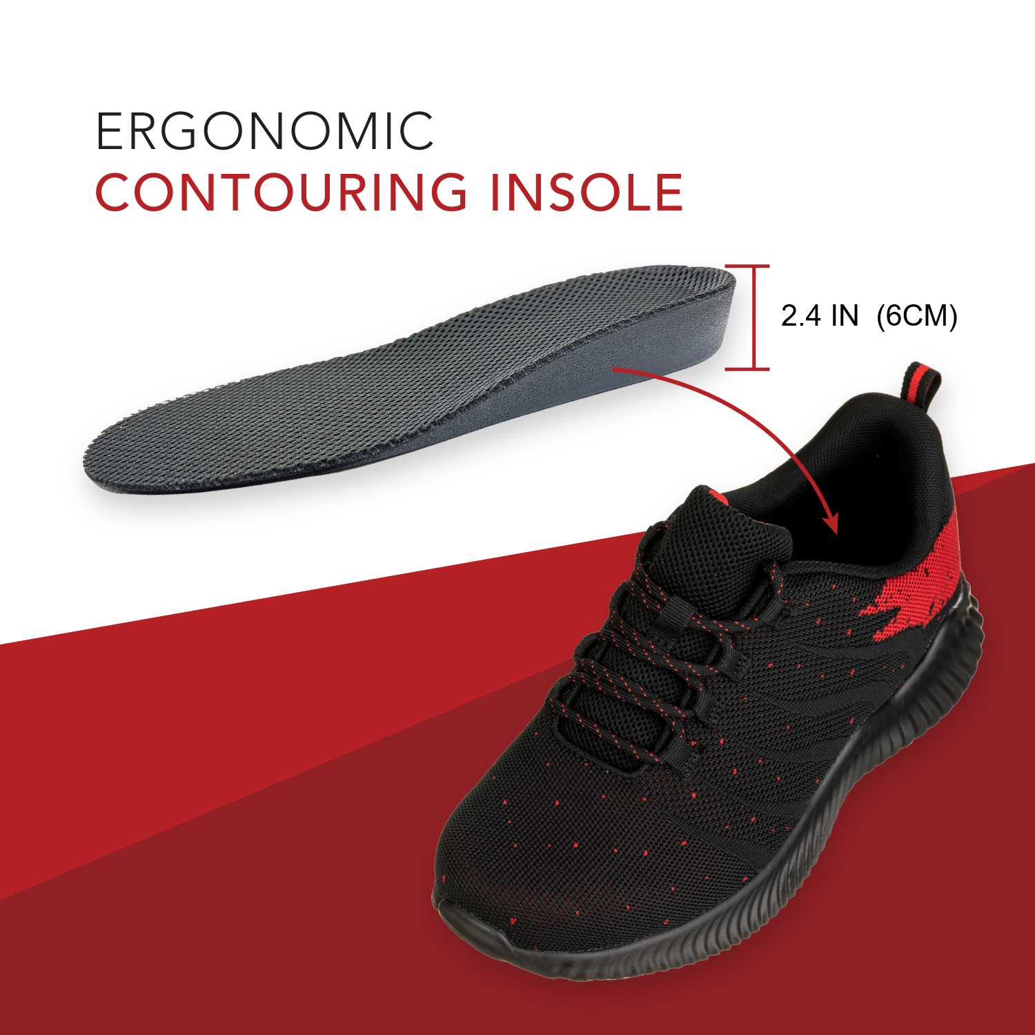 CALTO - Q215 - 2.4 Inches Taller (Black/Red) - Ultra Lightweight