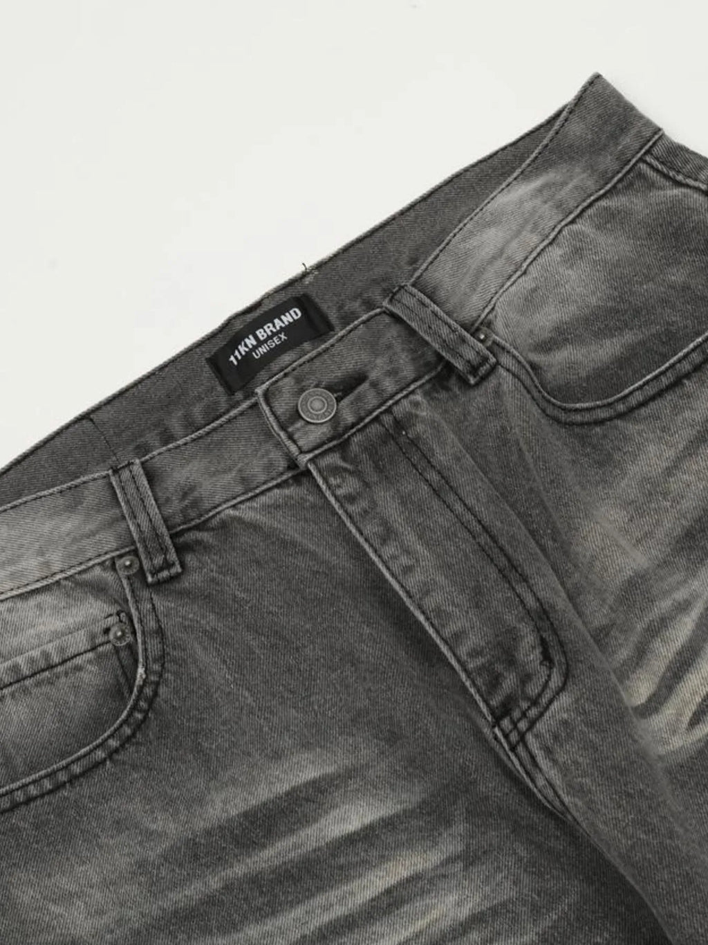 Men's Vintage Washed Distressed Wide-Leg Jeans