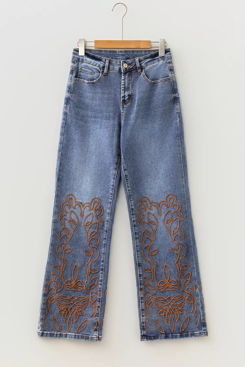 Embroidered Flare Leg Jeans