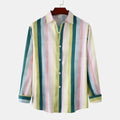 Men's Striped Long Sleeve Button-Up Shirt