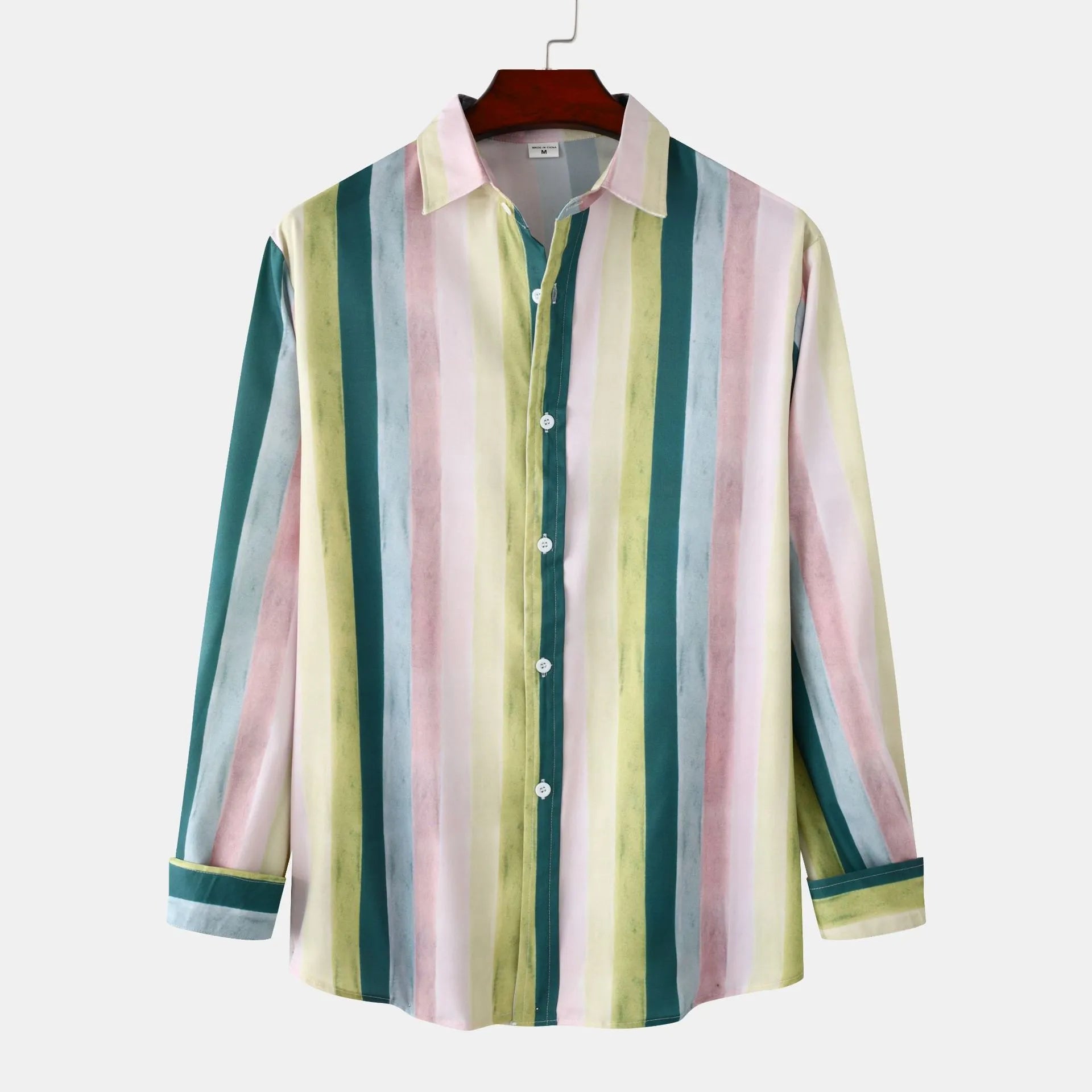 Men's Striped Long Sleeve Button-Up Shirt