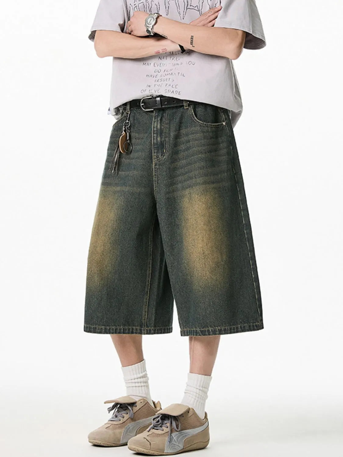 Men's Plus Size Pocketed Denim Shorts