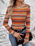 Bohemian Geometric Pattern Long Sleeve T-Shirt