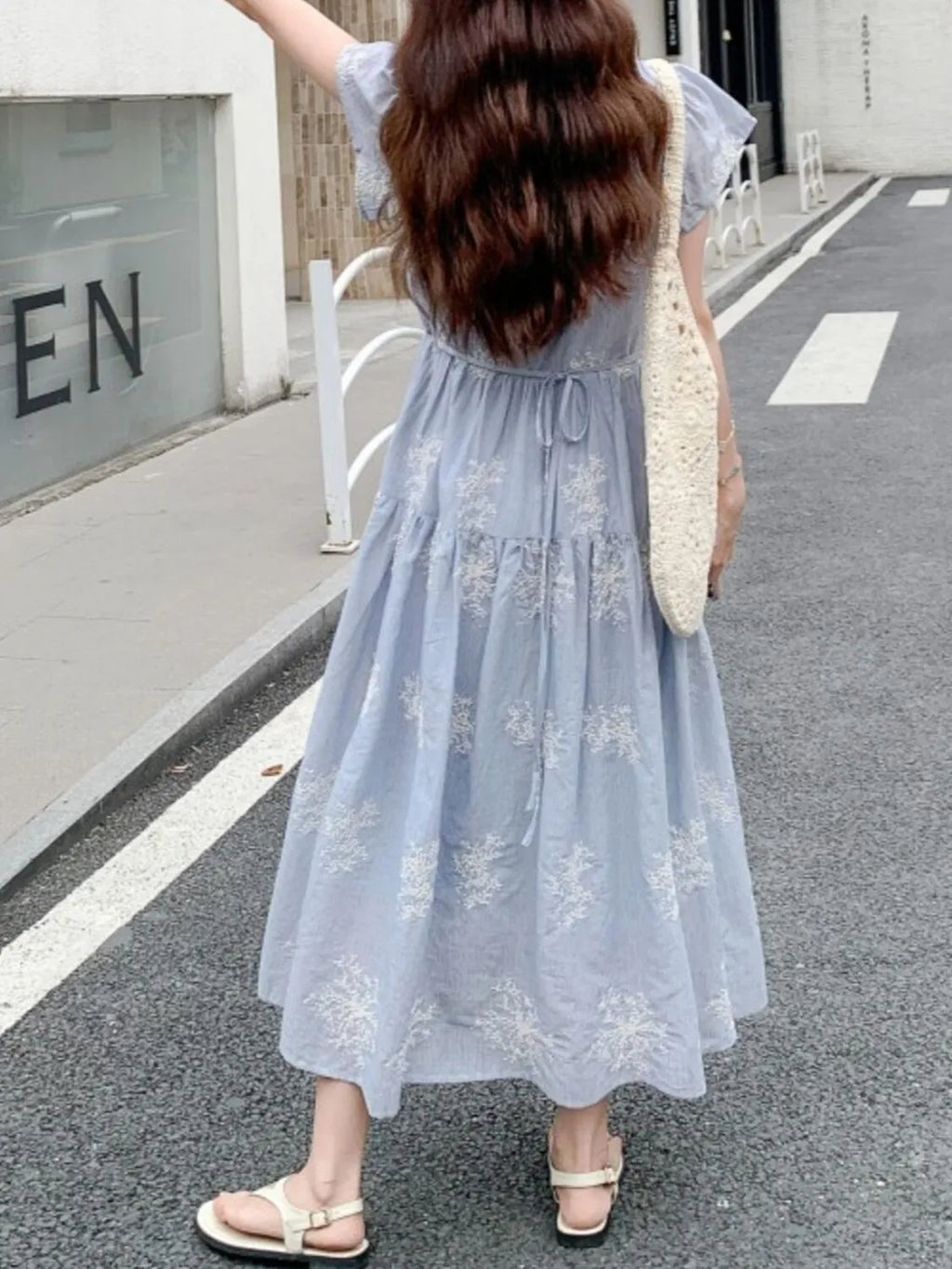 Tiered Cap Sleeve Midi Dress