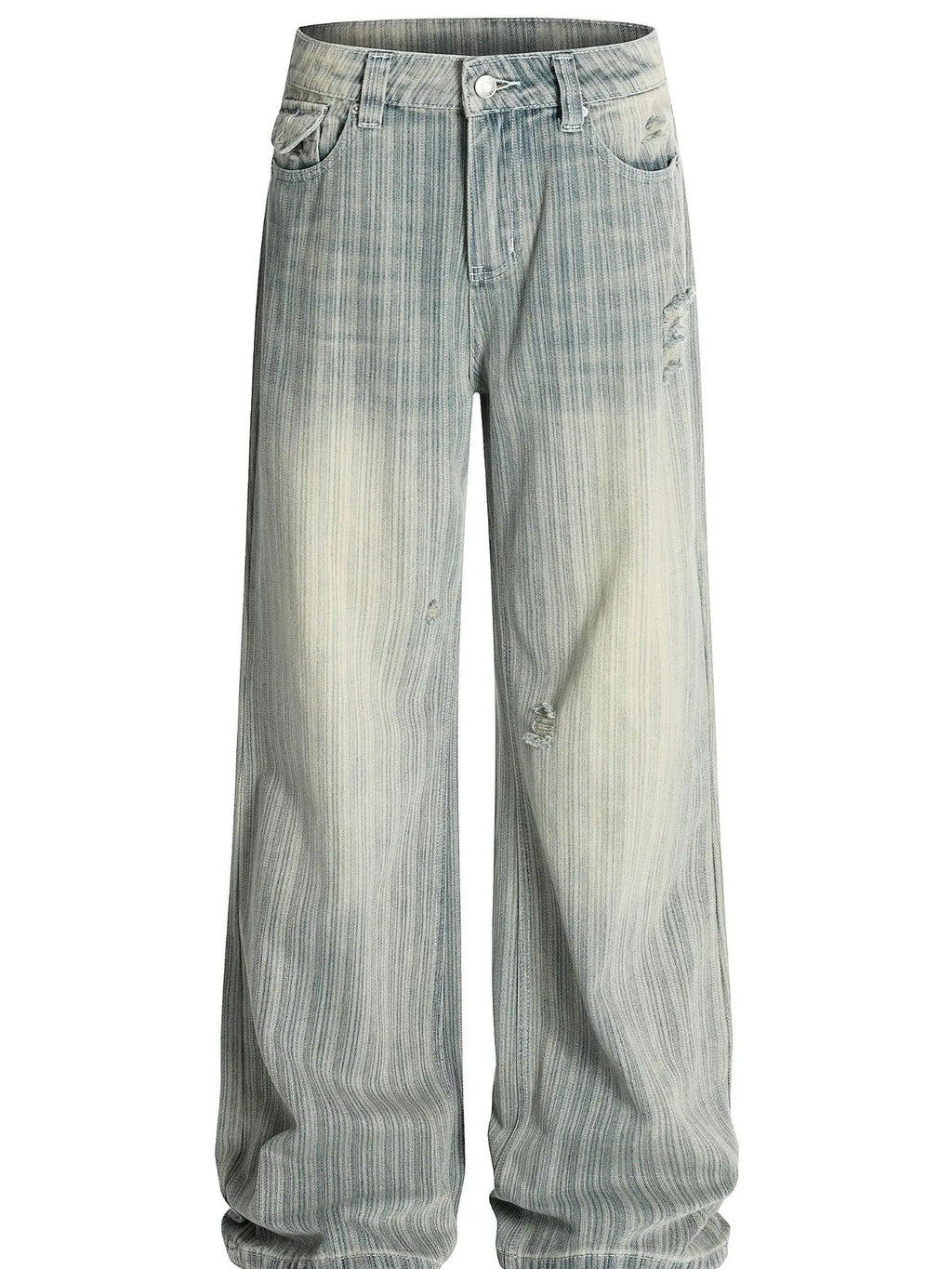 Men's Washed Pinstripe Wide Leg Jeans