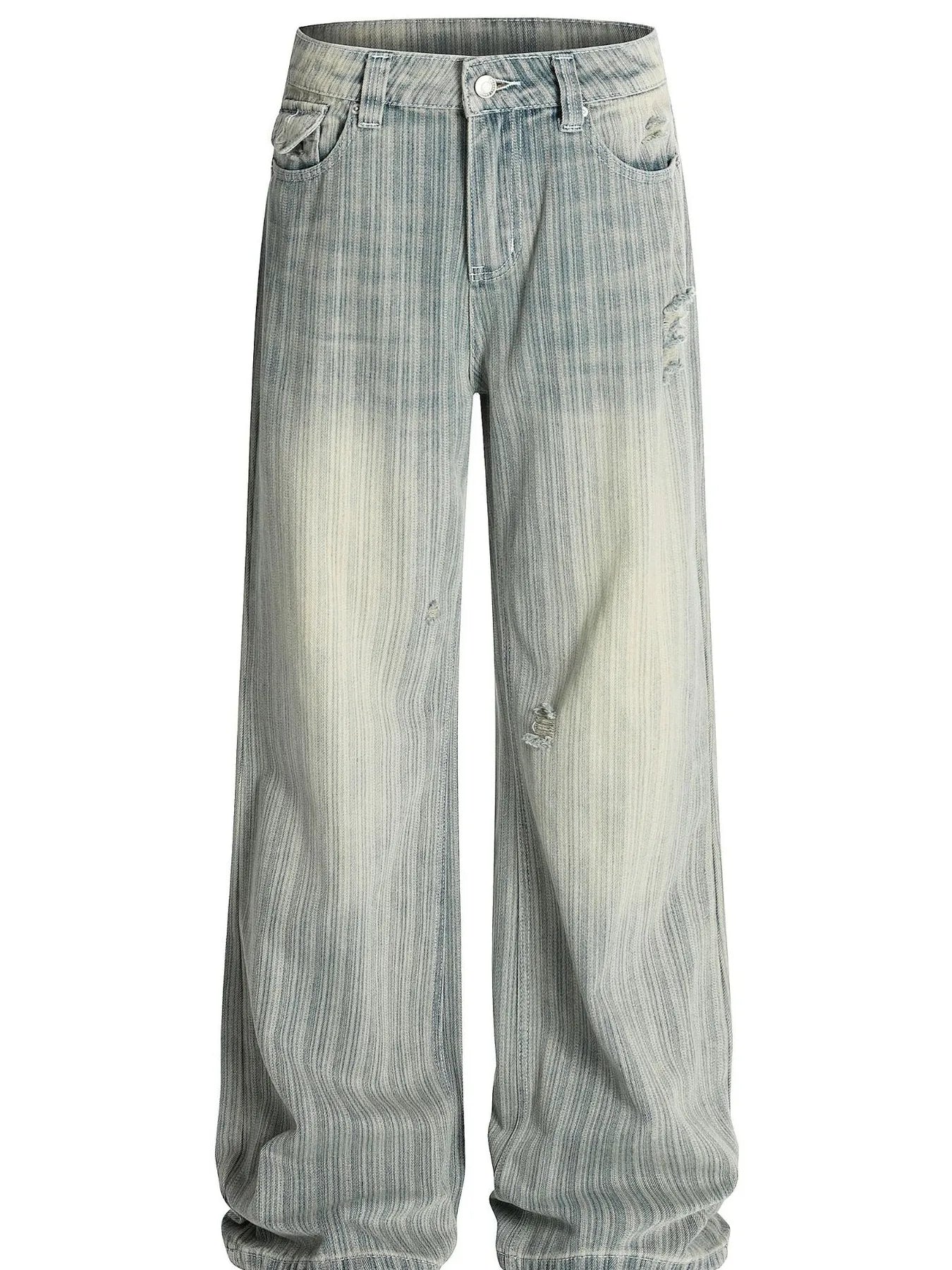 Men's Washed Pinstripe Wide Leg Jeans