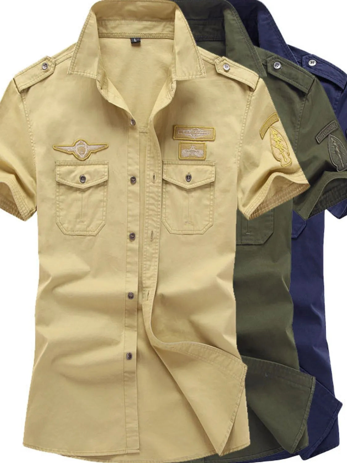 Men's Plus Size Embroidered Collared Neck Short Sleeve Shirt
