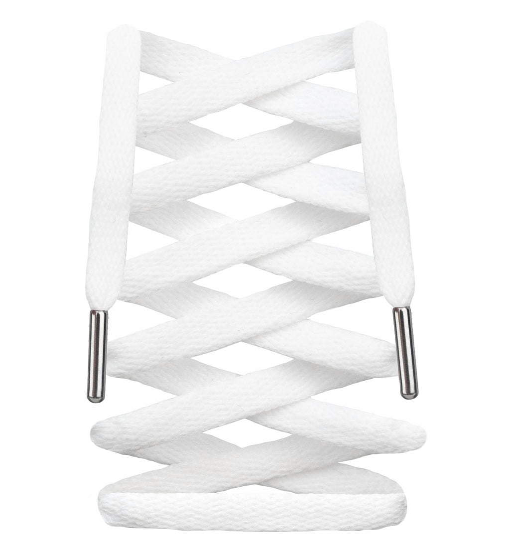 LitLaces - Premium Flat Cotton Shoe Laces Replacement for Air Jordan Nike Dunk Air Force 1 Converse & Casual Shoes (White/Silver 72")