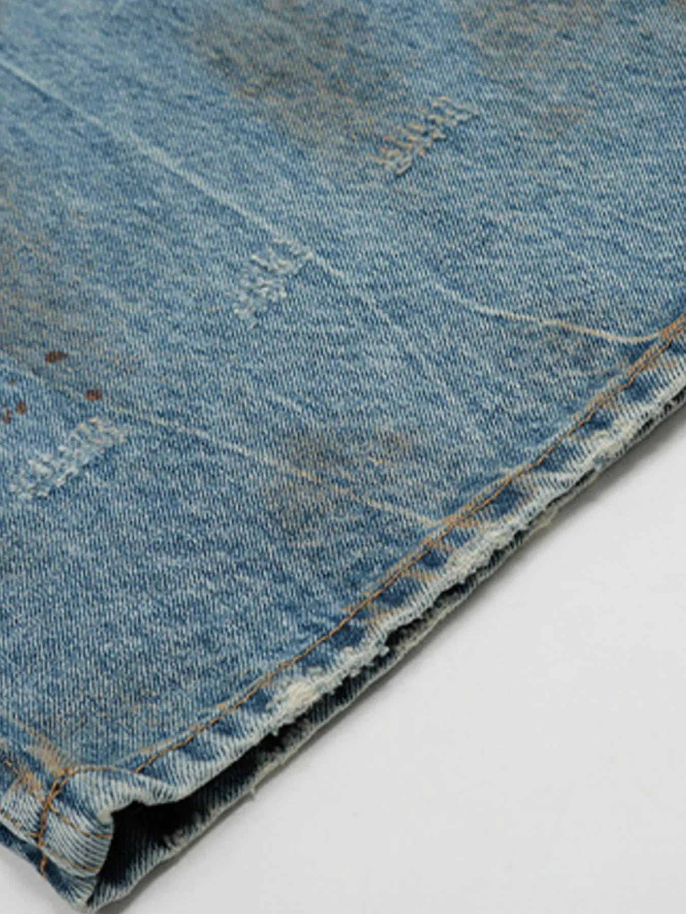 Men's Vintage Distressed Wide Leg Denim Jeans