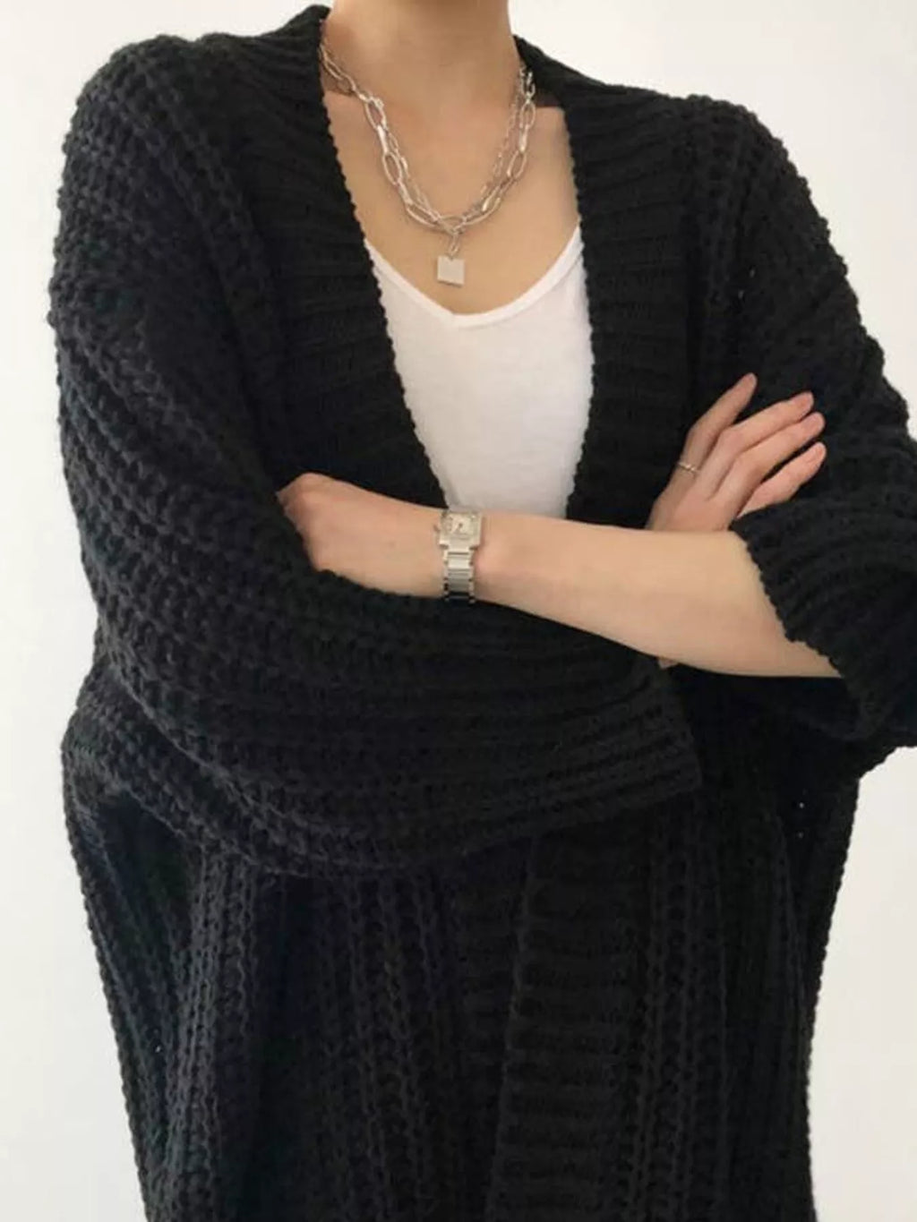 Chunky Knit Open Front Cardigan