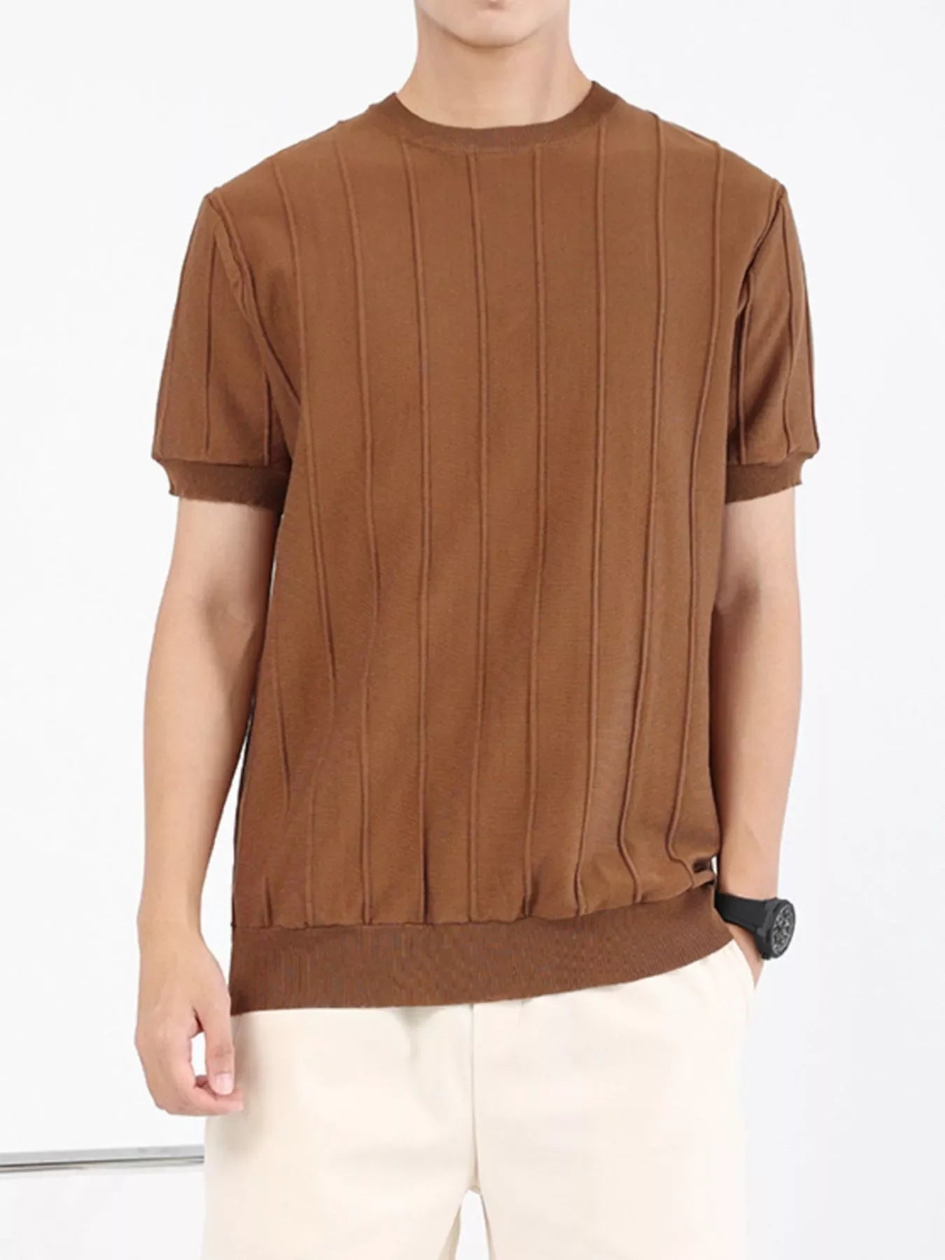 Men's Plus Size Textured Short Sleeve T-Shirt
