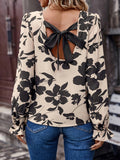 Floral Print Bow Back Blouse