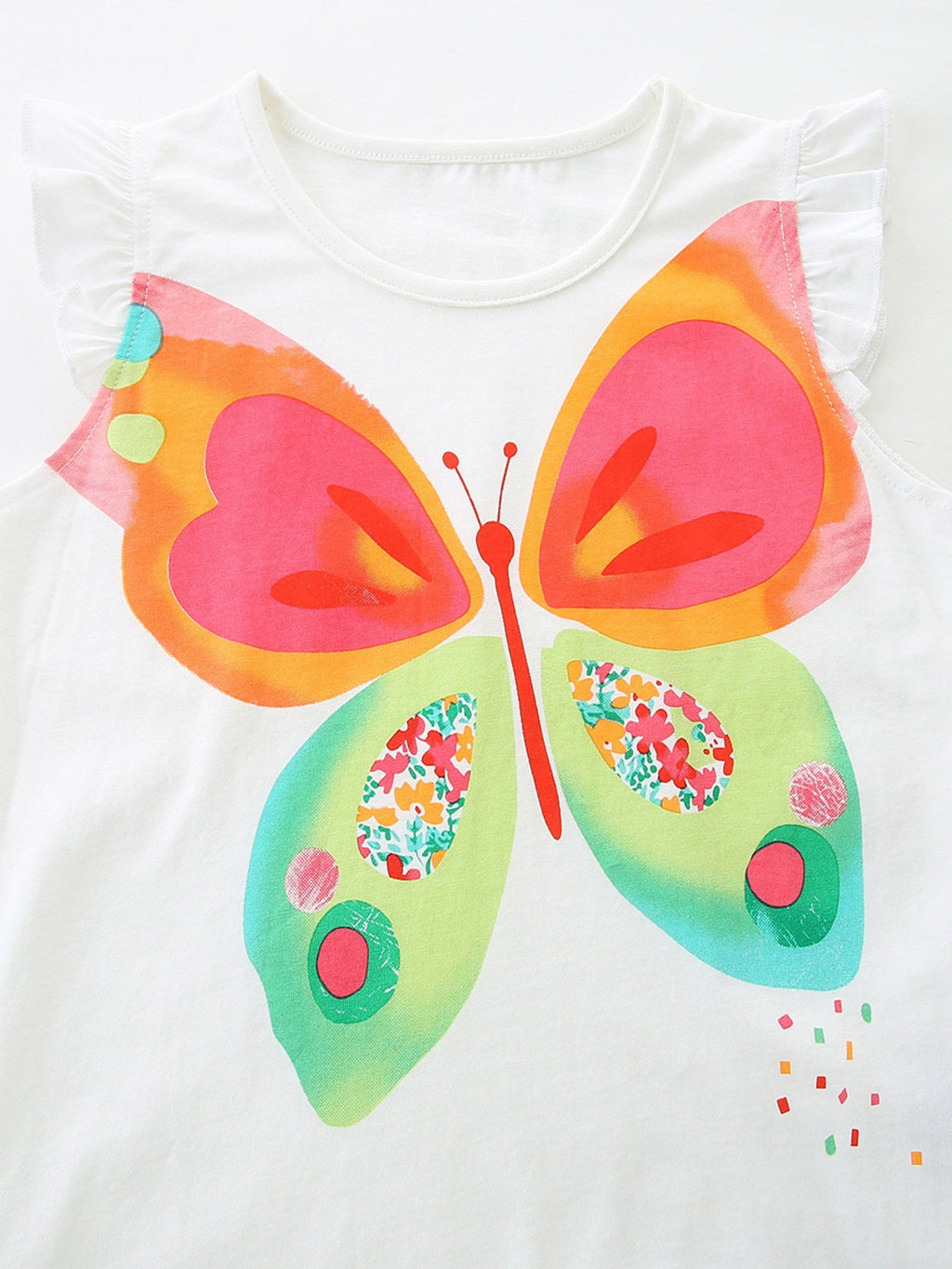 Children's Butterfly Graphic Ruffle Sleeve T-Shirt