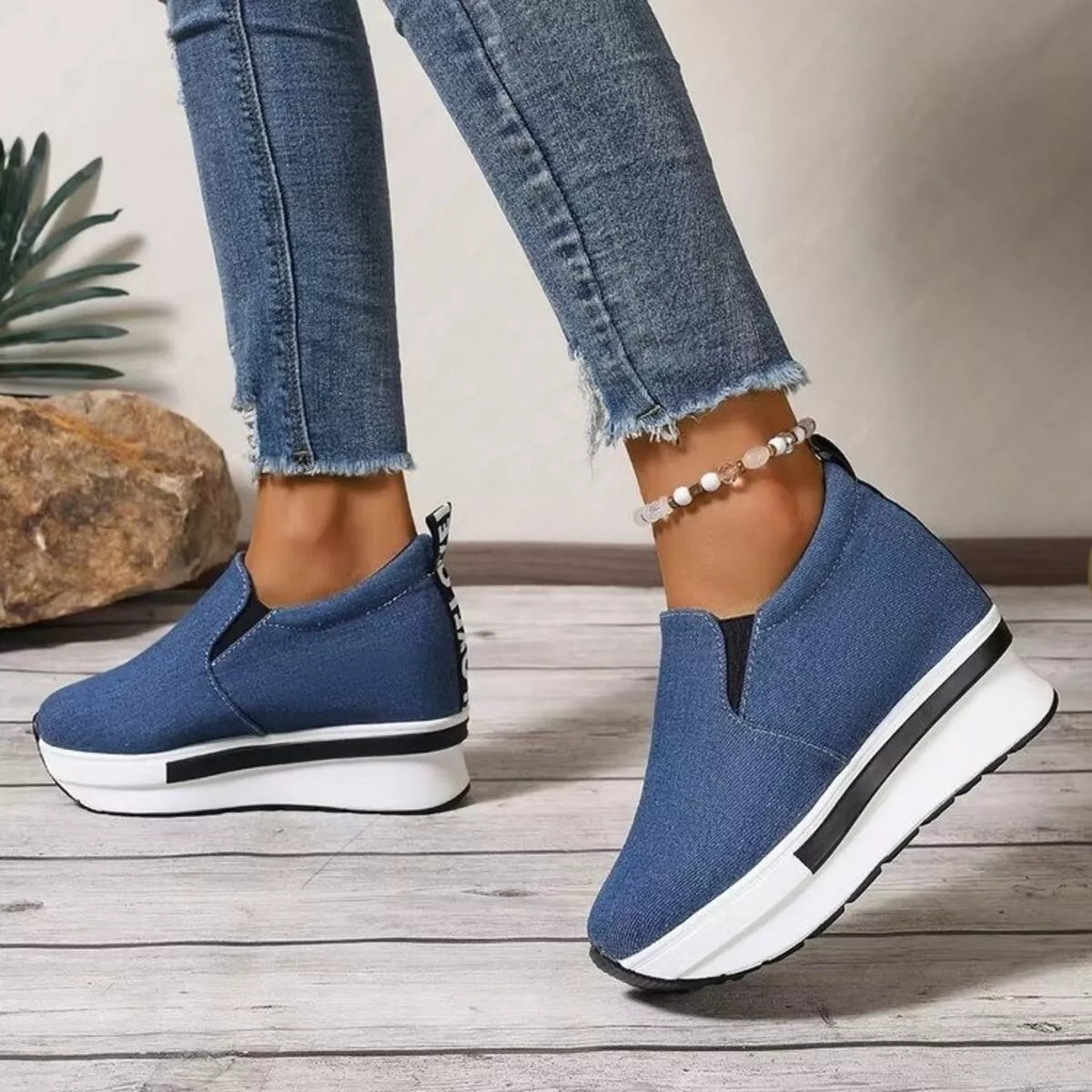Round Toe Platform Slip-Ons