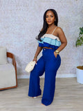 Layered Ruffle Crop Top and Pants Set