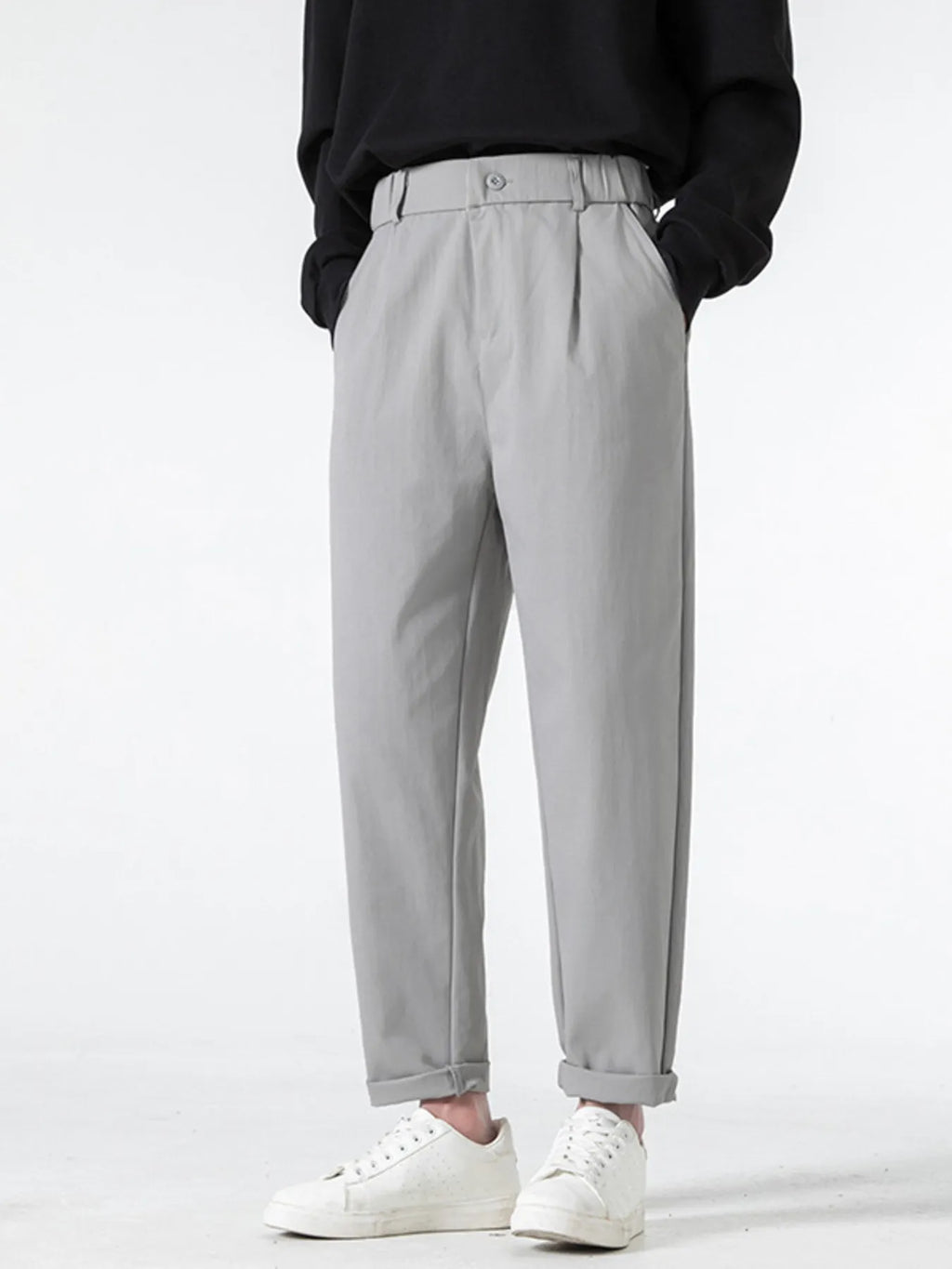 Men's Plus Size Casual Loose Fit Pleated Pants