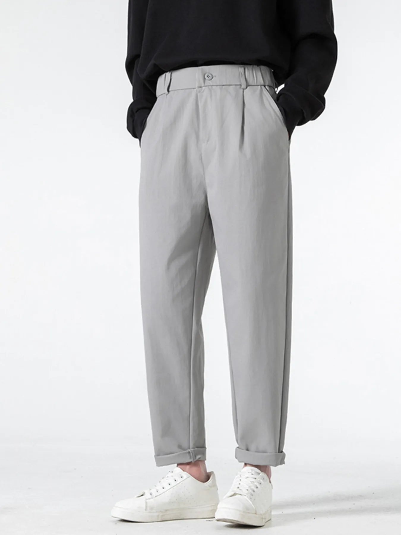 Men's Plus Size Casual Loose Fit Pleated Pants