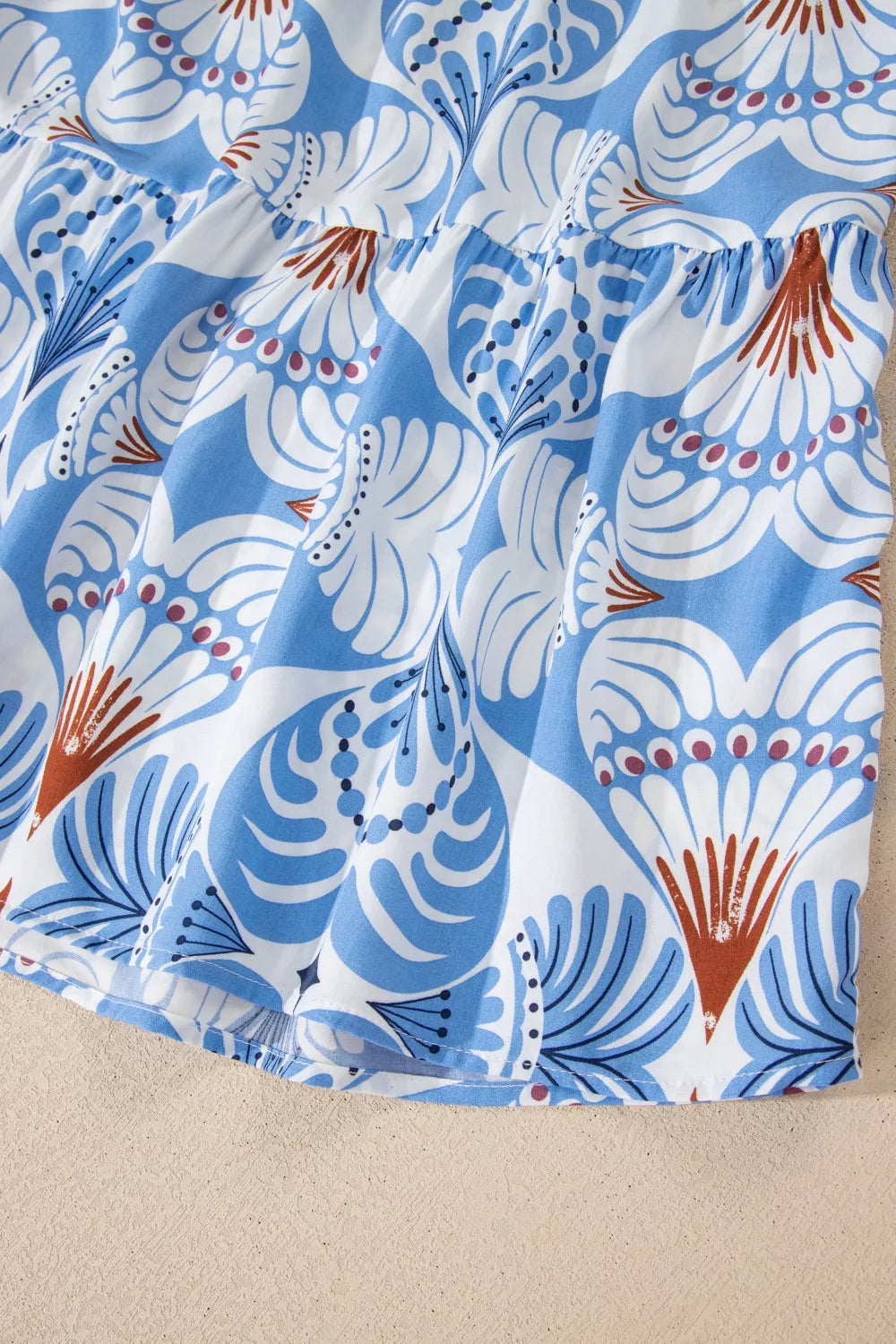 Tropical Botanic Print Flutter Sleeve Vacation Dress