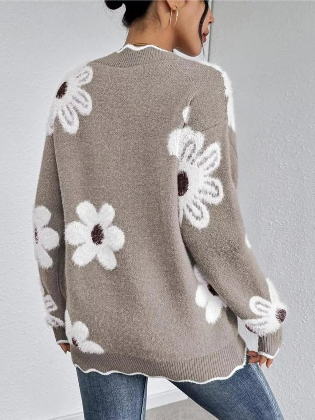Floral V-Neck Long Sleeve Sweater