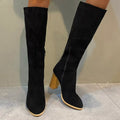 Point Toe Block Heels Boots