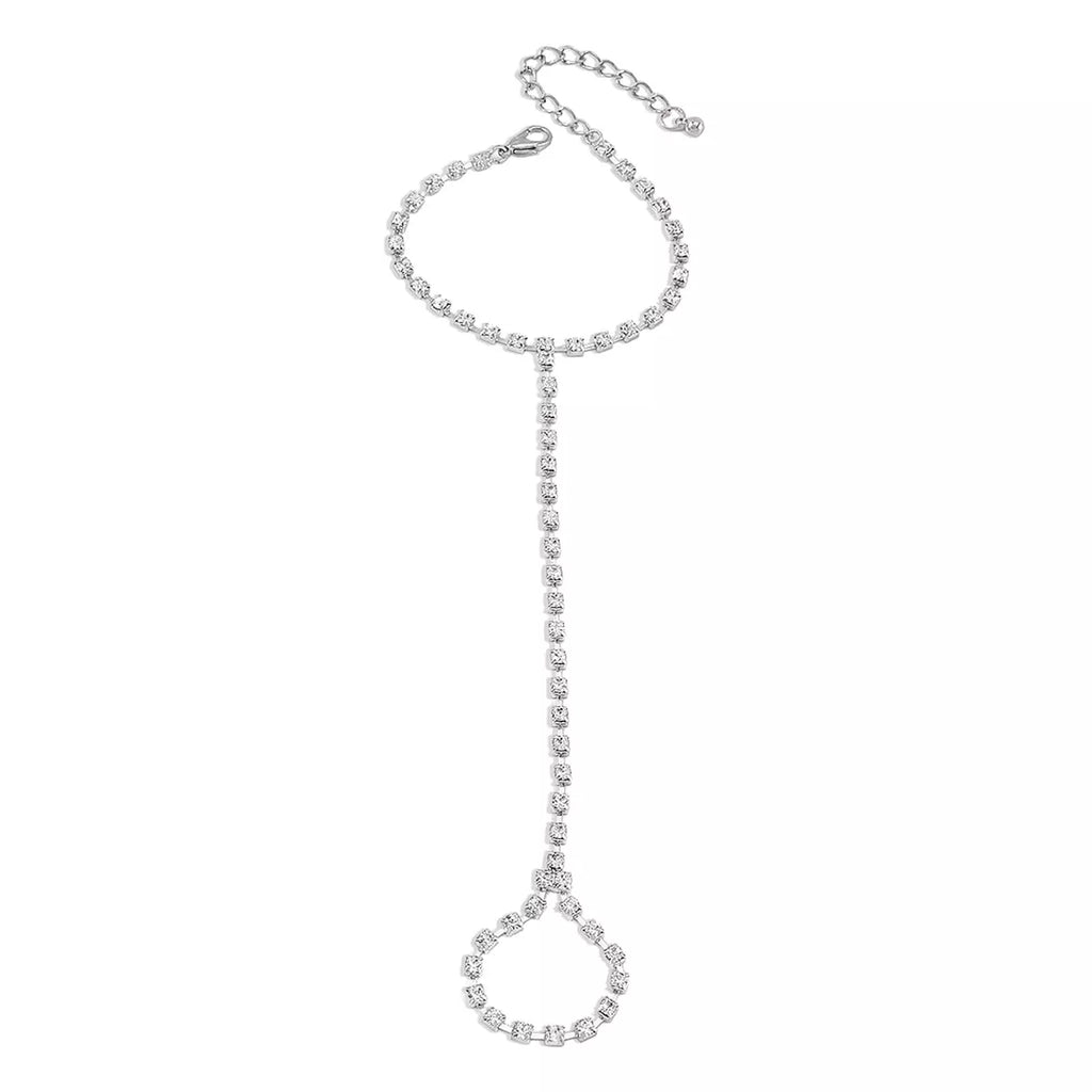 Alloy Rhinestone Bracelet with Ring