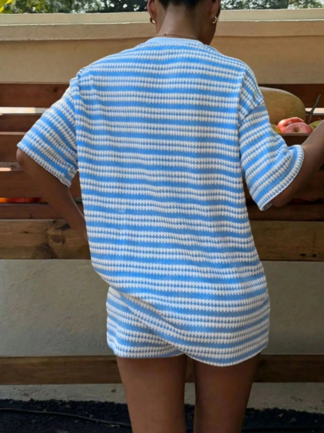 Striped Short Sleeve Top and Shorts Set