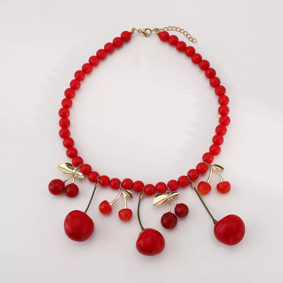 Cherry Charm Beaded Statement Necklace