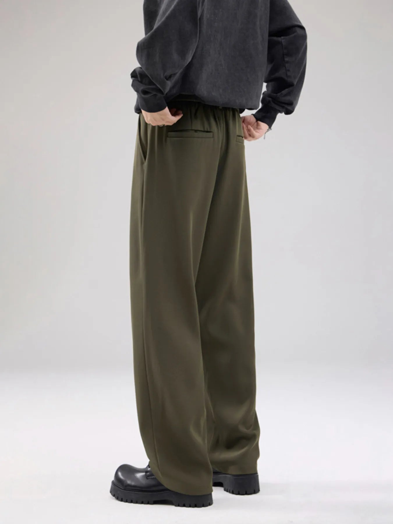 Men's Full Size Drawstring Wide Leg Pants with Pockets Plus Size