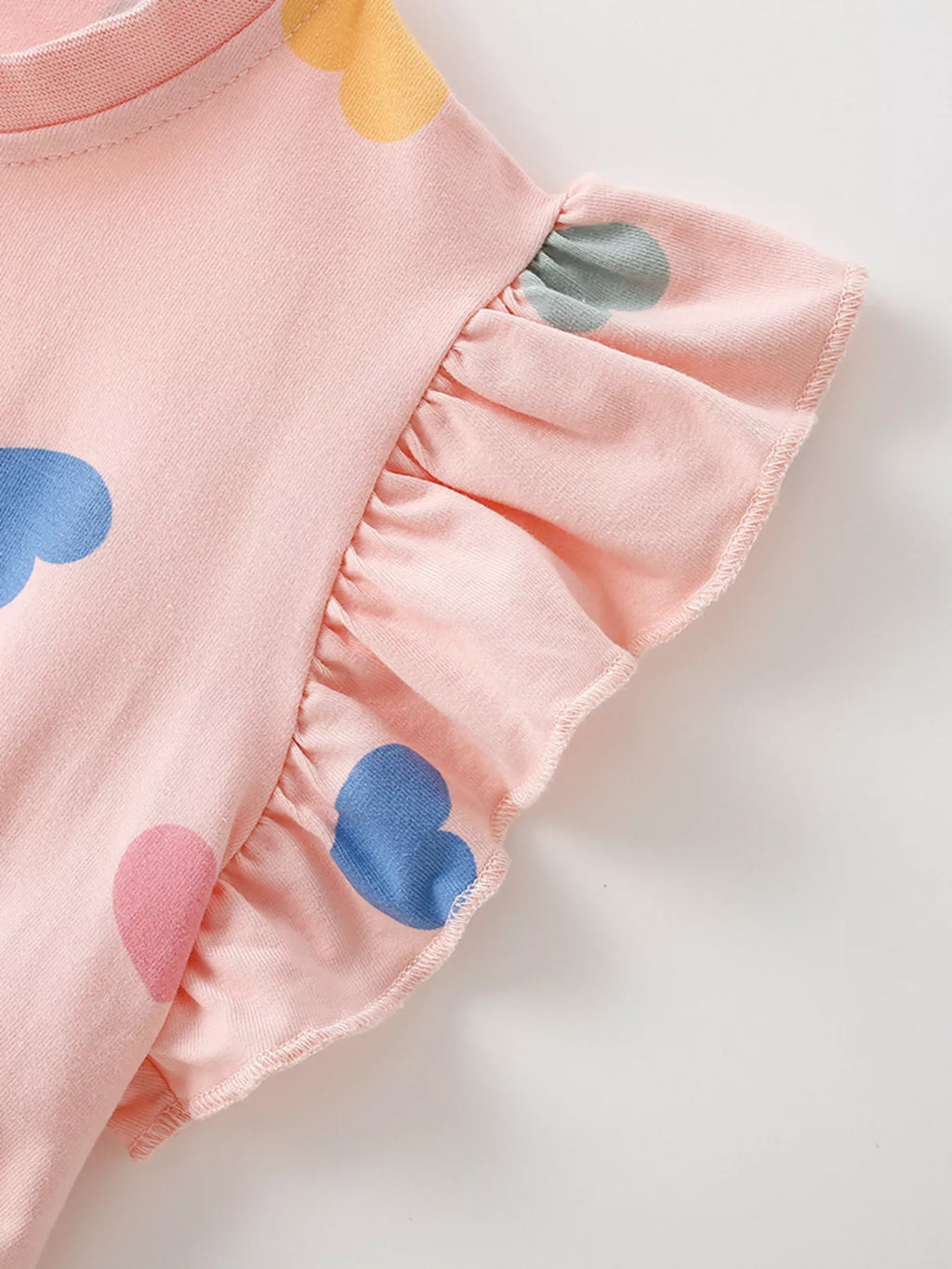 Children's Ruffled Sleeve Heart Print Casual Dress