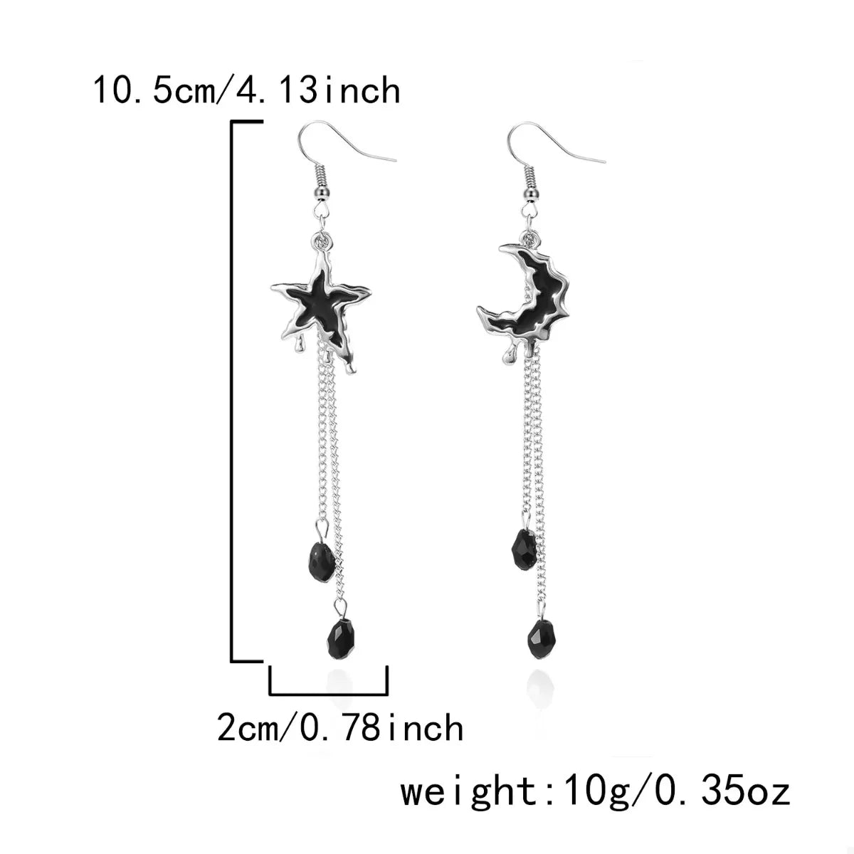 Star & Moon Chain Drop Earrings